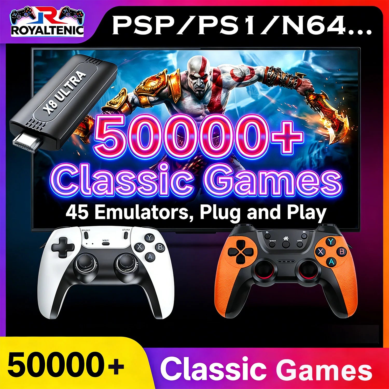 Consola de juegos retro con más de 50000 juegos integrados para PSP/PS1/N64/MD, consola de juegos para TV HD 4K, reproductor de videojuegos portátil