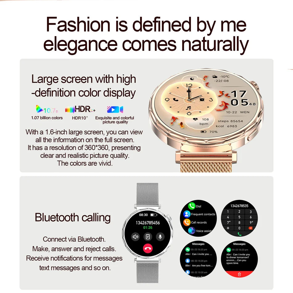 Reloj Inteligente Mujer AMOLED Bluetooth IP68