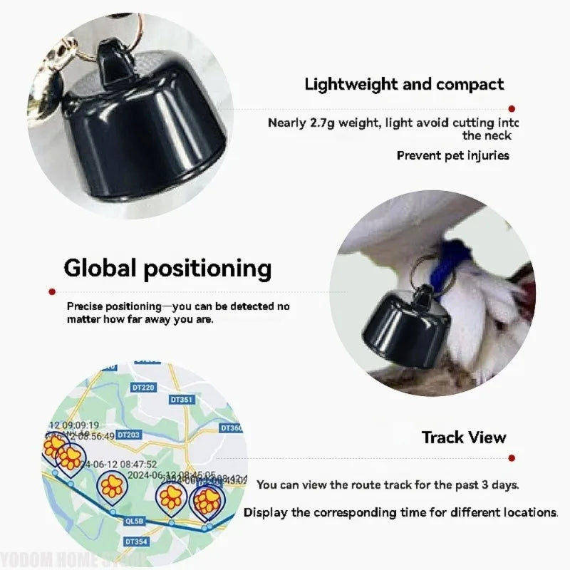 Mini Rastreador Inteligente, Etiqueta Localizadora para Mascotas, Historial de Rastreo, Localizador GPS para Perros y Gatos