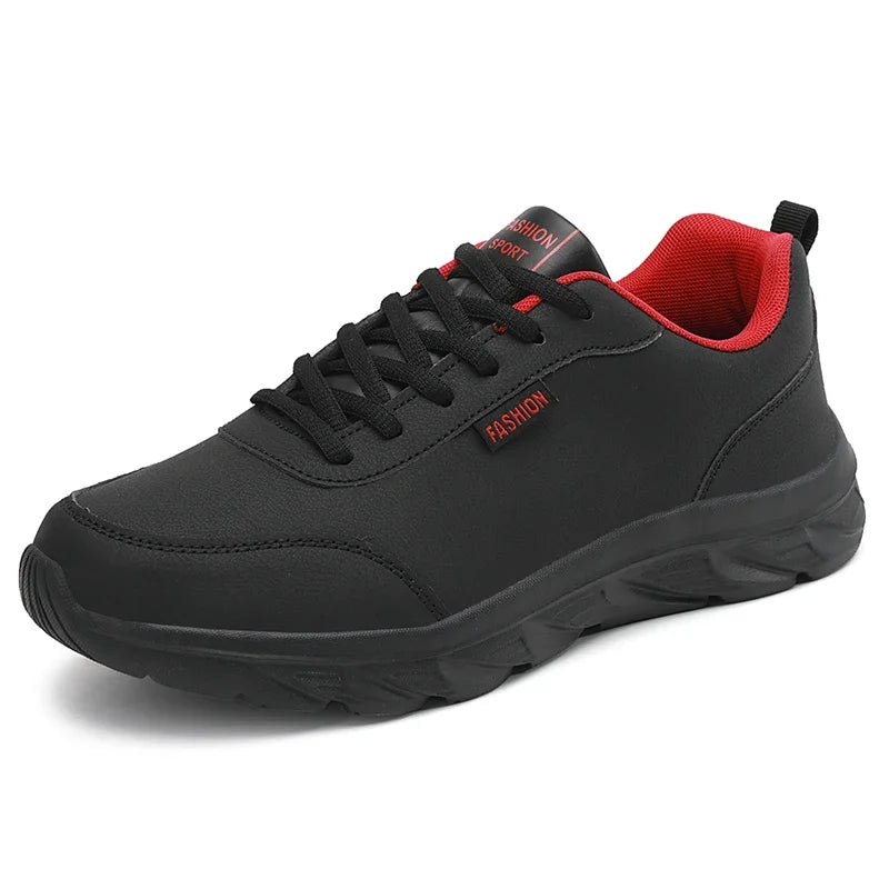 YRZL Zapatillas para correr Zapatillas de deporte de cuero artificial impermeables Zapatos deportivos al aire libre Hombres Zapatillas casuales ligeras para caminar para hombres