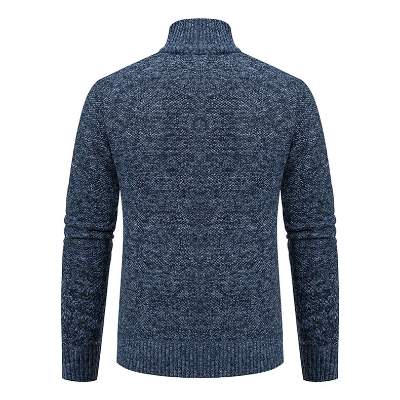 Buzo Cárdigan con Cremallera para Hombre – Cuello Alto y Forro Polar