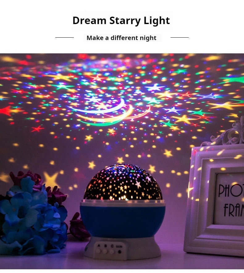 Proyector de lámpara de noche, proyector de luz nocturna de cielo estrellado, decoración de lámpara de bebé, proyector giratorio de Luna y galaxia para guardería, luz de mesa