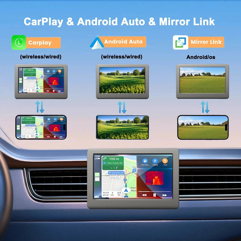 Radio de Auto 4.3 Pulgadas CarPlay y Android Auto Inalámbrico DYBO