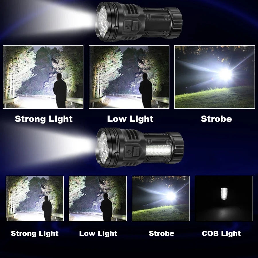 Mini Linterna LED Táctica 9 Focos para Camping