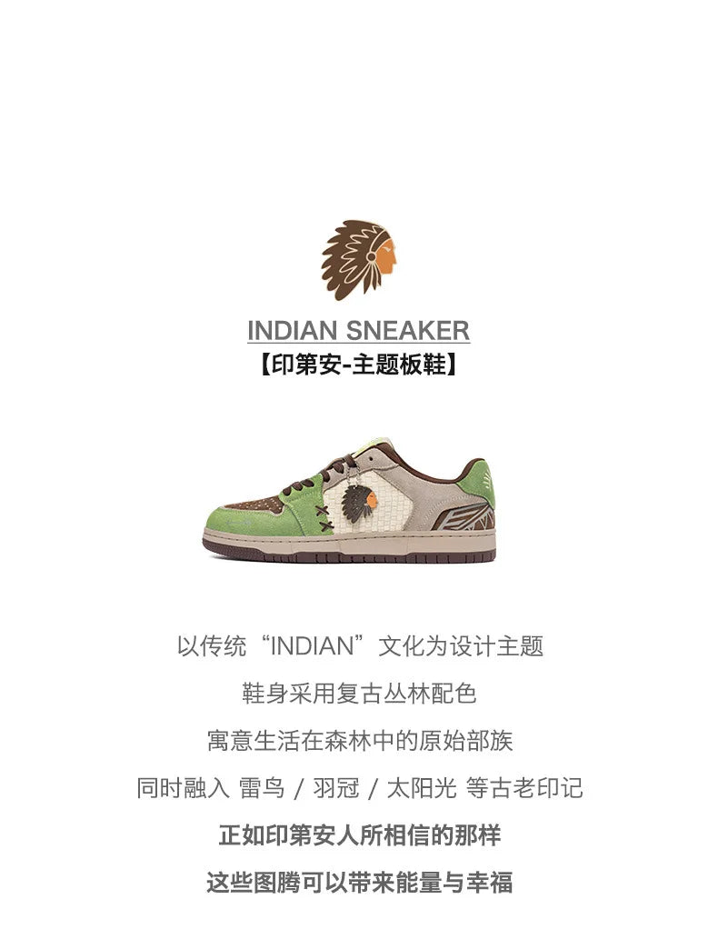 Zapatillas de Skate para Hombre de Alta Calidad, Estilo Retro, Suela Gruesa, Casuales, Versátiles, con Diseño Totem Indio