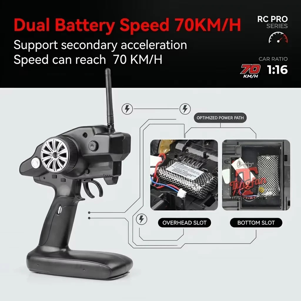 1:10 4wd 70 km/h Rc Drift Car ruedas a la deriva anticolisión todoterreno coches de carreras Rc todoterreno 4 × 4 juguetes Rc Drift Car de gran velocidad