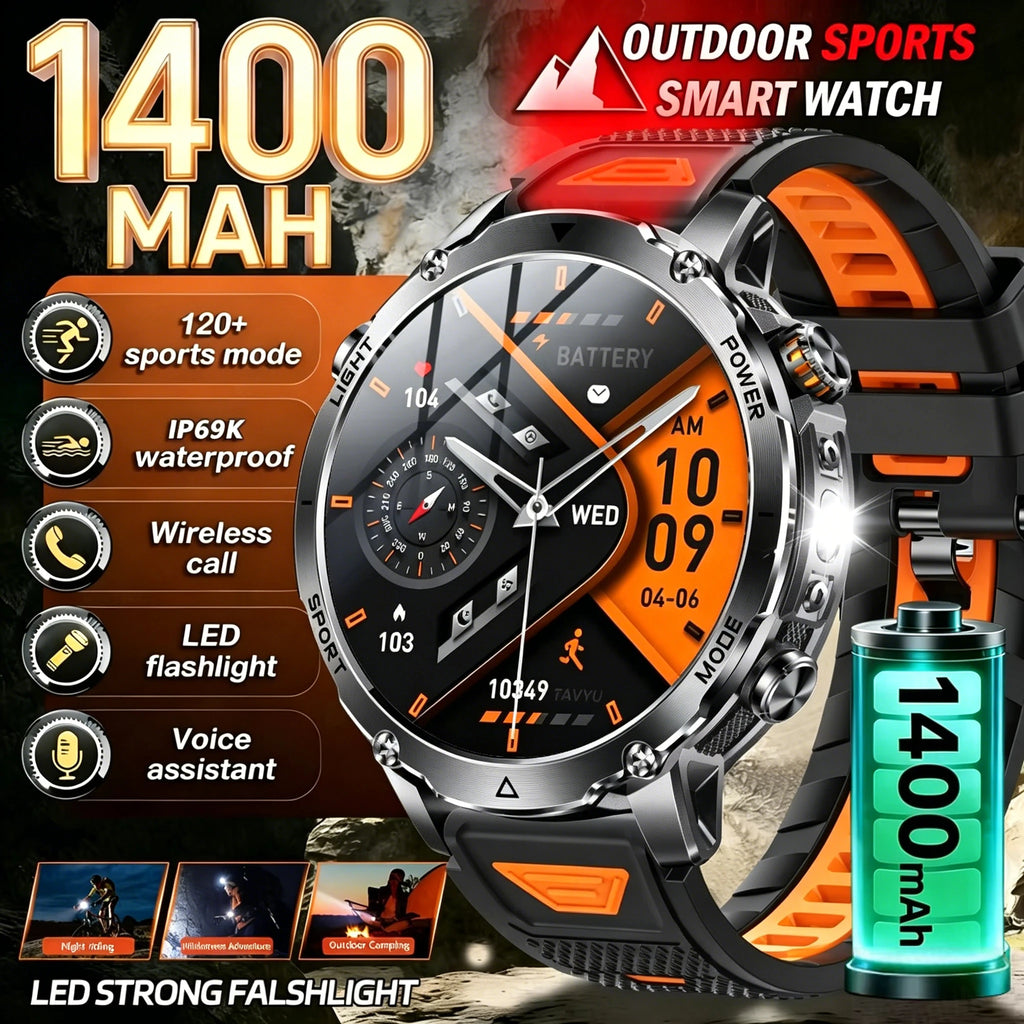 AK106 Reloj Inteligente Militar 1400mAh 10ATM