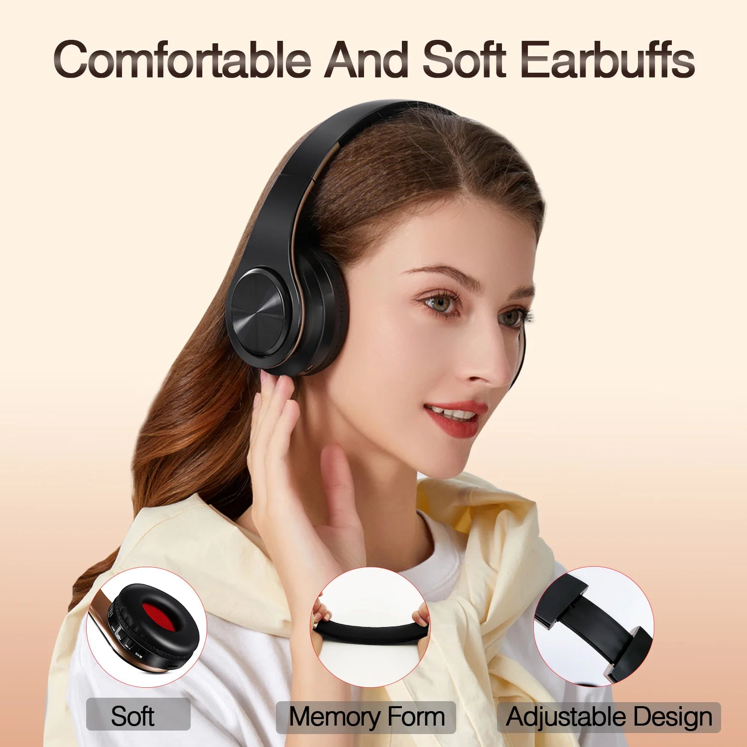 Auriculares Bluetooth 5.3 Inalámbricos con Micrófono y Radio FM