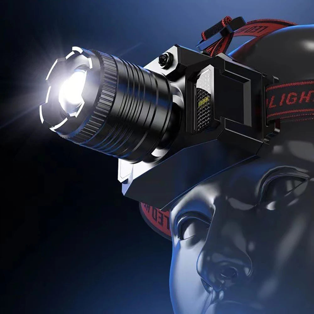 Linterna Frontal LED Recargable USB para Exterior, 5 Modos Impermeable