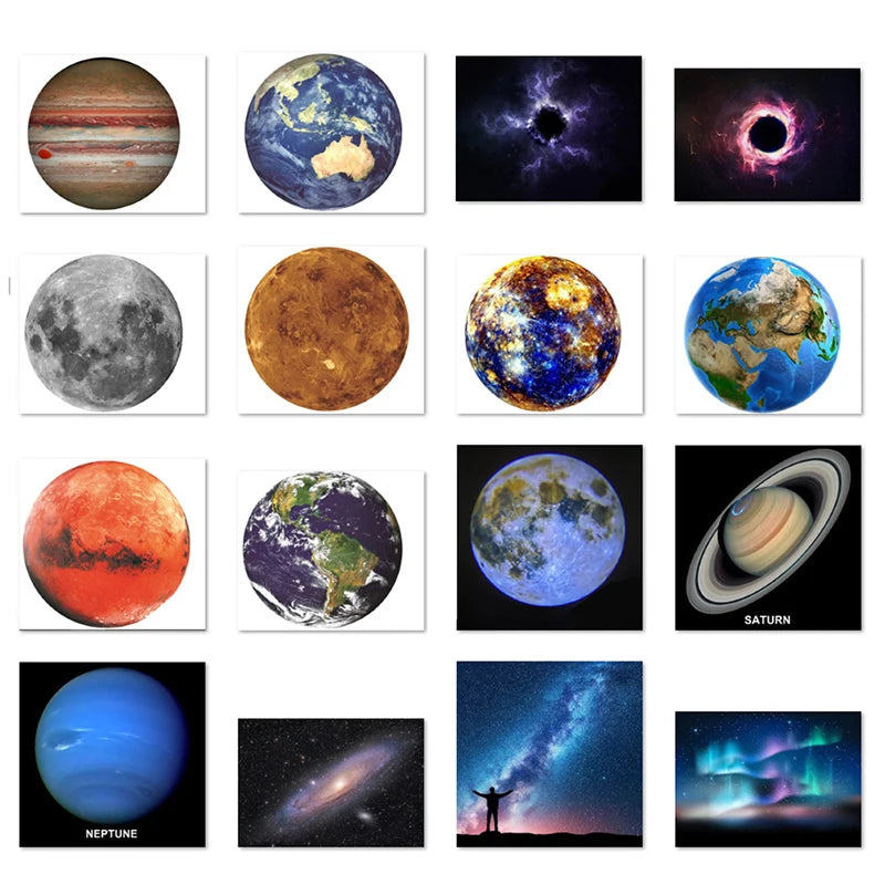Lámpara de proyección aurora, luna y galaxia con 16 tarjetas de paisaje
