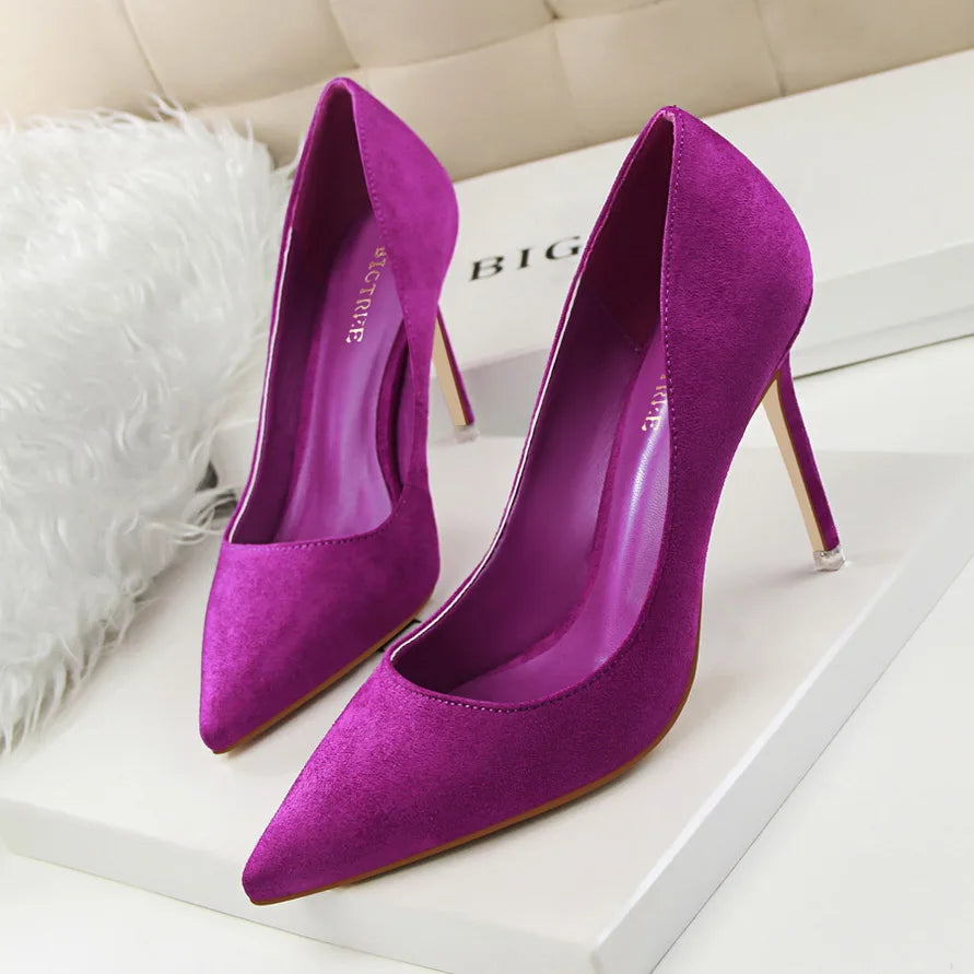 Zapatos de Tacón Alto 9cm para Mujer - Gamuza, Tallas Grandes