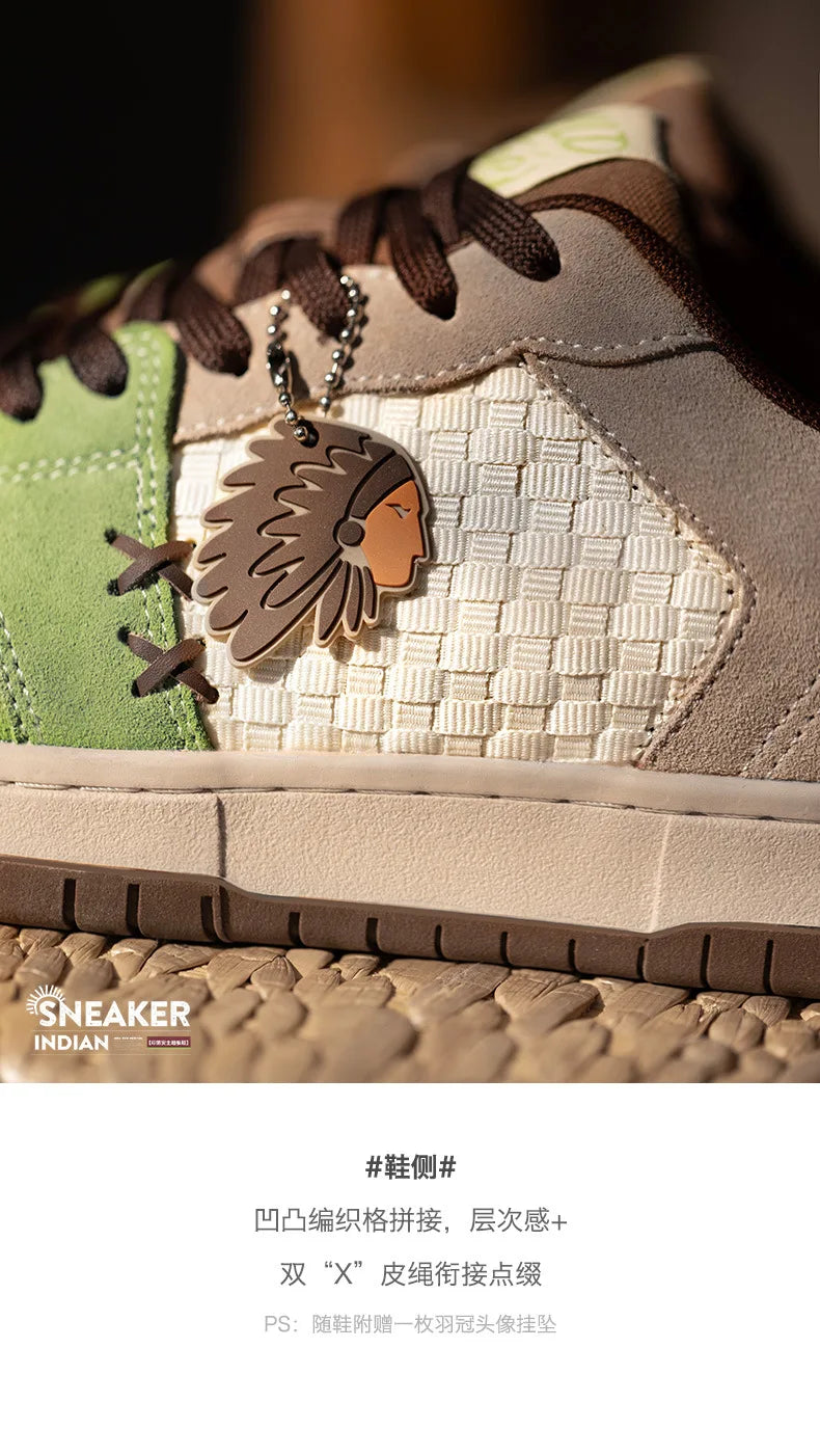 Zapatillas de Skate para Hombre de Alta Calidad, Estilo Retro, Suela Gruesa, Casuales, Versátiles, con Diseño Totem Indio