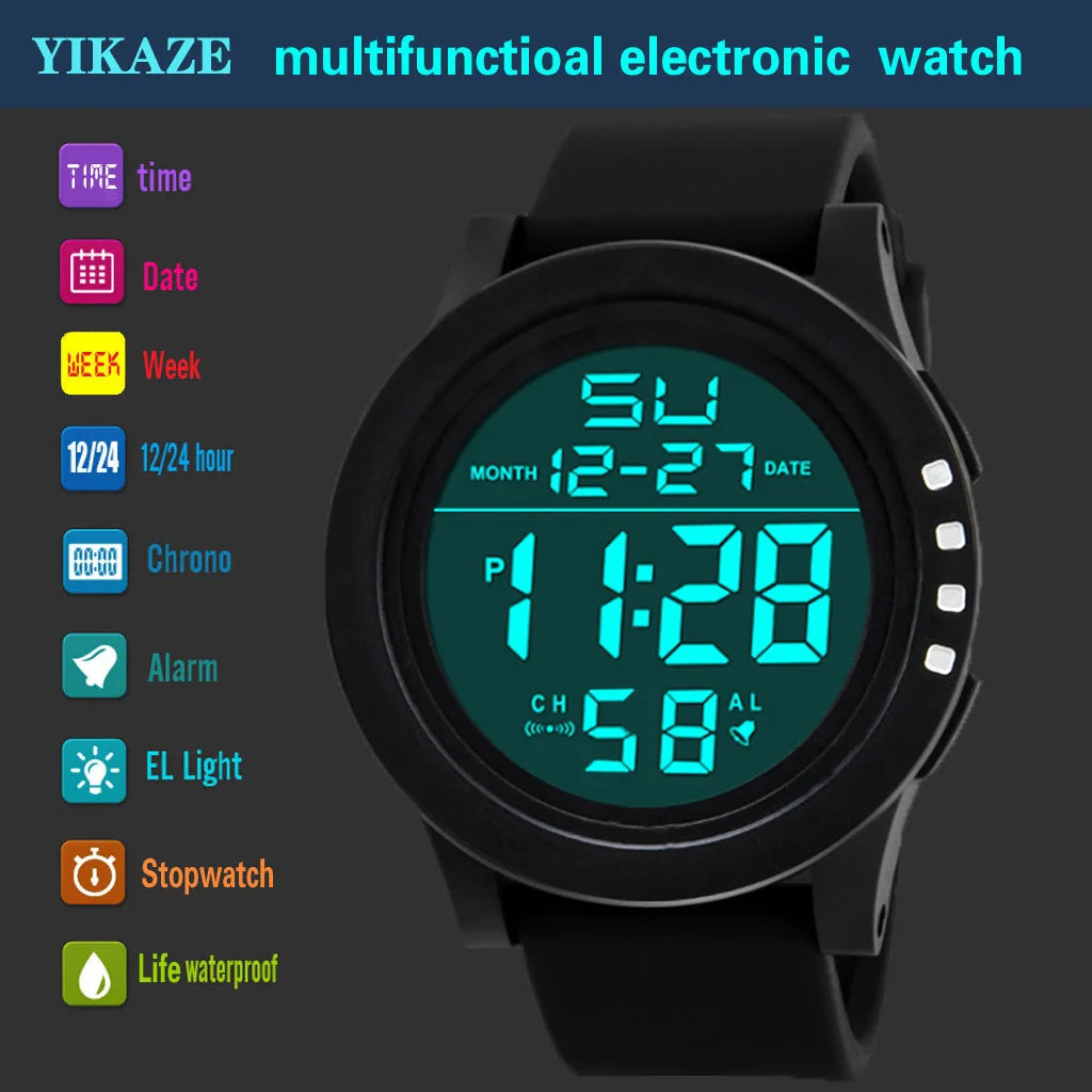 Reloj Digital para hombre, reloj deportivo para exteriores, reloj de pulsera militar multifunción resistente al agua, reloj electrónico automático para hombre
