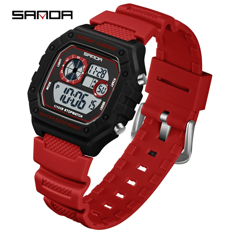 Reloj Digital SANDA 2202 para Hombre, LED Deportivo Impermeable 5 Bar