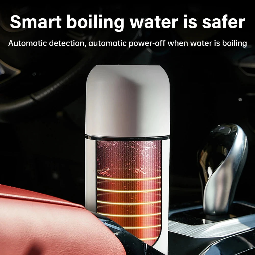 Hervidor eléctrico portátil de 420ml, taza calefactora para coche, 304 LED, Control inteligente de temperatura, calentador, taza agitadora, botella calefactora, taza mezcladora