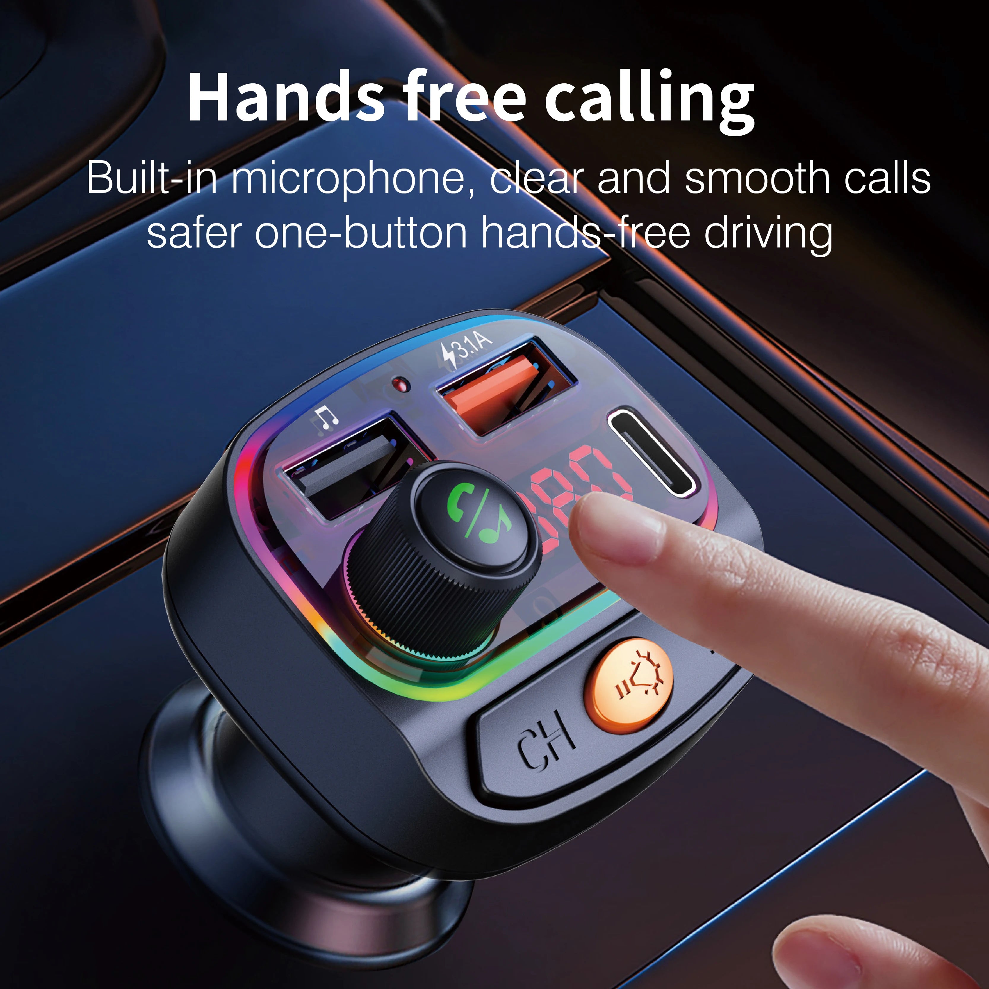 Transmisor FM Bluetooth DYBO para Auto, Cargador USB Dual, Manos Libres