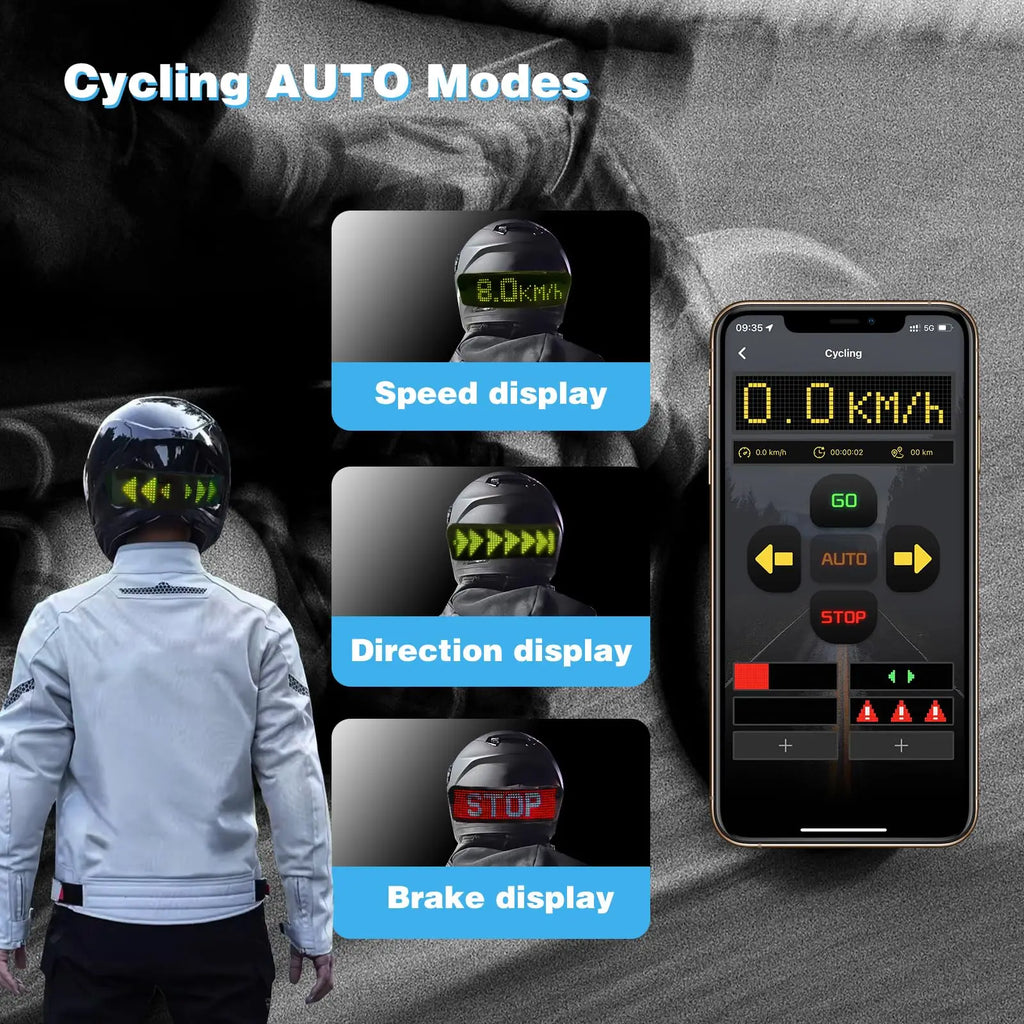 Pantalla Led para casco, luz de advertencia para casco de motocicleta, conducción nocturna, bricolaje, RGB, luz trasera para casco de bicicleta, pantalla LED programable por aplicación
