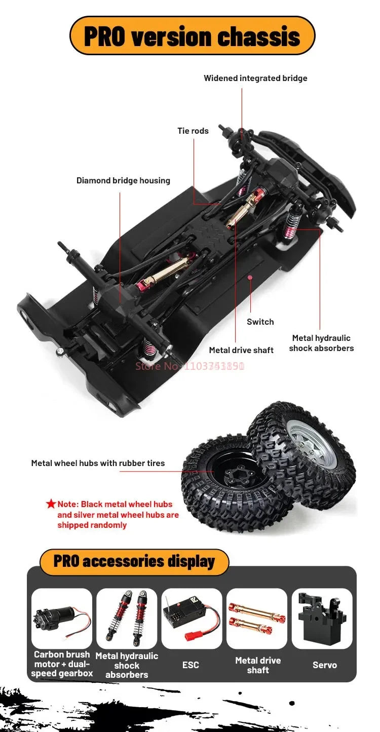 JJRC C8801 PRO 1/18 Coche Todoterreno con Suspensión 4WD Totalmente Proporcional, Coche RC Eléctrico, Modelo de Juguete para Niños, Regalo