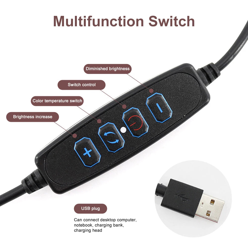 Aro de Luz LED 6 Pulgadas USB para Selfie, Streaming y Maquillaje