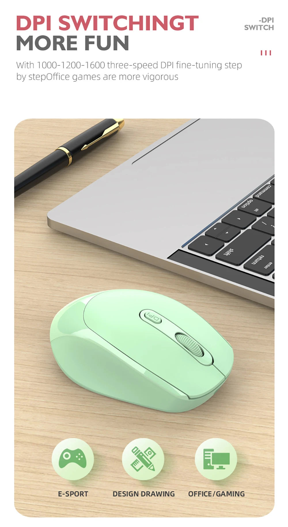 Ratón silencioso inalámbrico adecuado para juegos Esports de oficina de negocios Bluetooth 5,2 2,4G ratones de modo Dual ratón ergonómico recargable