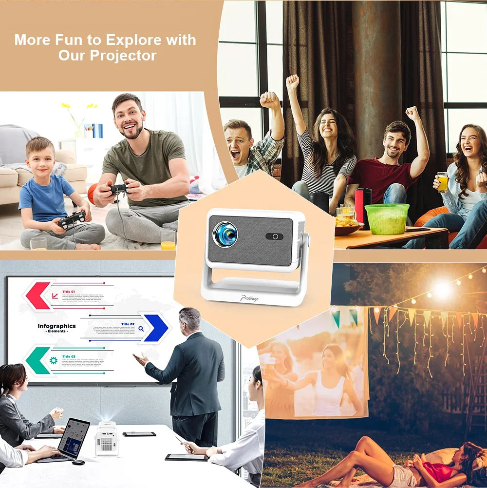 Proyector PG370Max 4K Compatible con Resolución Nativa de 1080P, 700ANSI, Proyector de Cine en Casa, Altavoz HiFi de 10W, WiFi6, Proyector Portátil para Películas