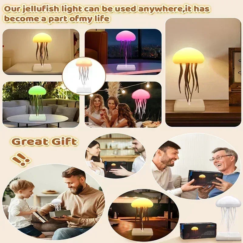 Lámpara de medusa silenciosa mejorada, luz de pez gelatina con patas de baile, control de voz para dormitorios, salas de estar y regalos de Navidad
