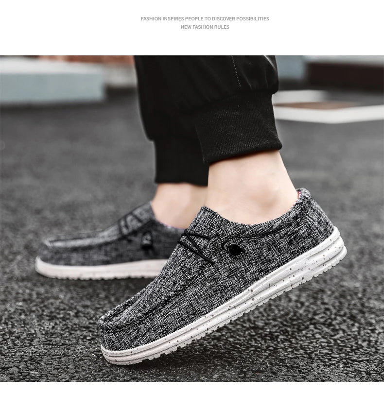 Zapatos informales de marca para hombre, zapatos de lona vaqueros a la moda, zapatos planos transpirables para caminar para hombre, zapatos ligeros de talla grande para exteriores, mocasines