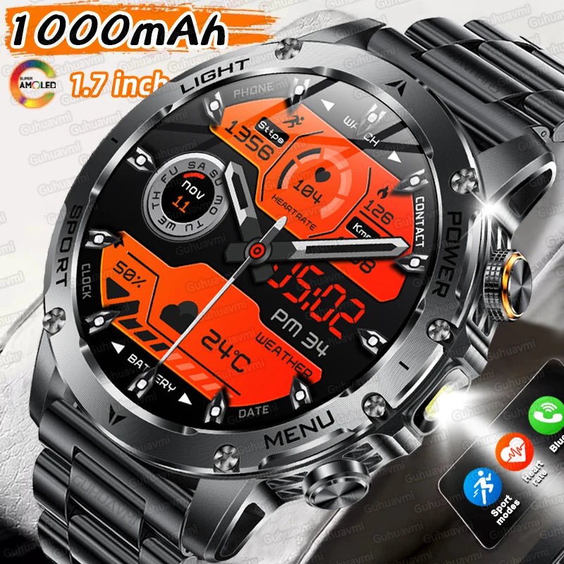 Reloj Inteligente Deportivo AMOLED con Batería 1000mAh, Brújula y GPS