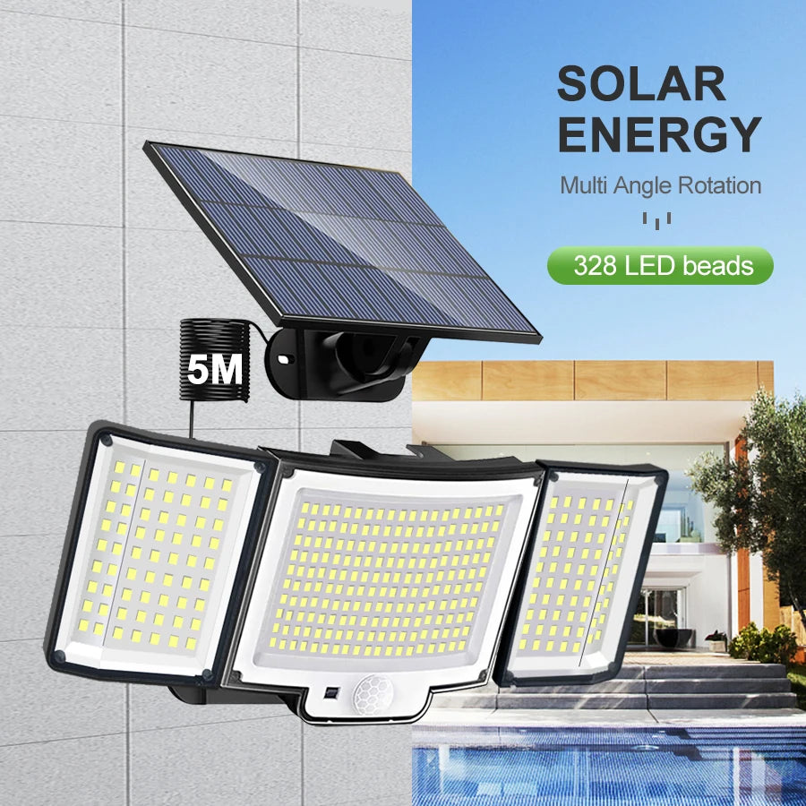 Lámpara Solar LED con Sensor de Movimiento para Jardín y Exterior