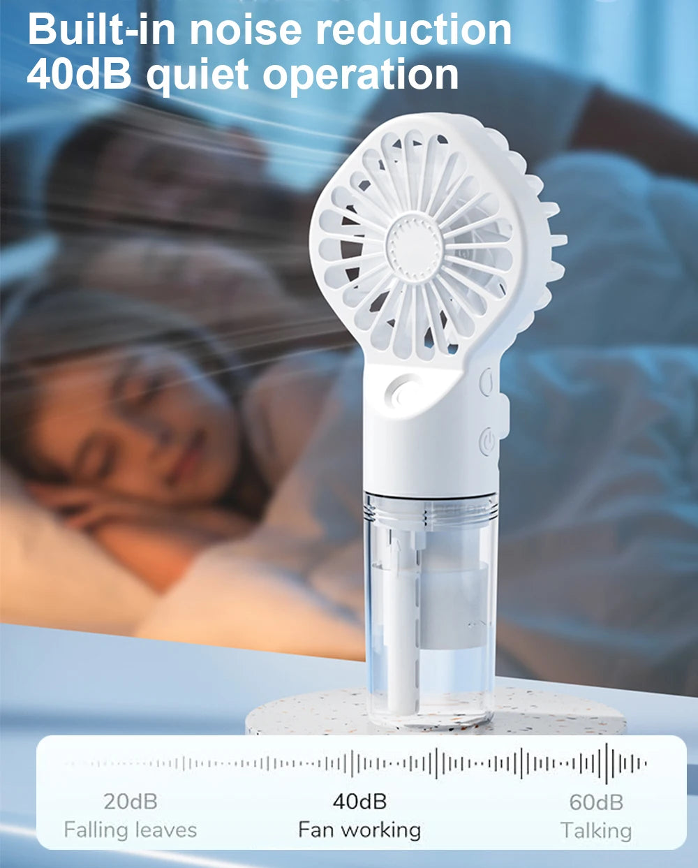 Ventilador de Mano con Rociador de Agua USB