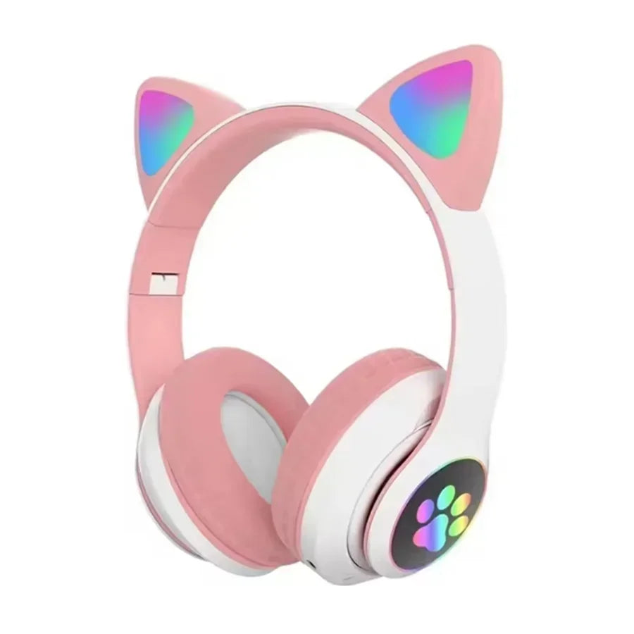 Auriculares Inalámbricos Gamer con Orejas de Gato RGB y Micrófono