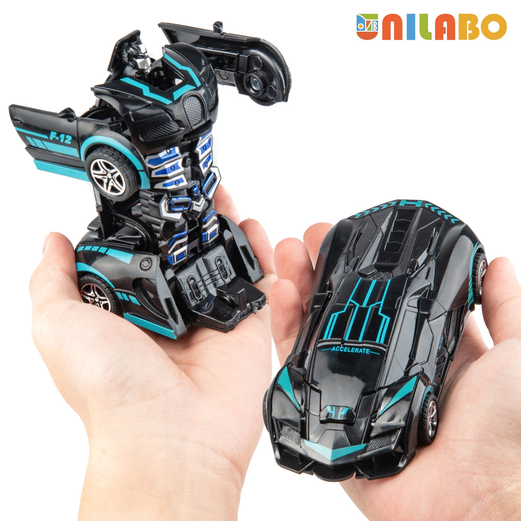Coche robot transformable sin baterías, juguete educativo colorido para niños