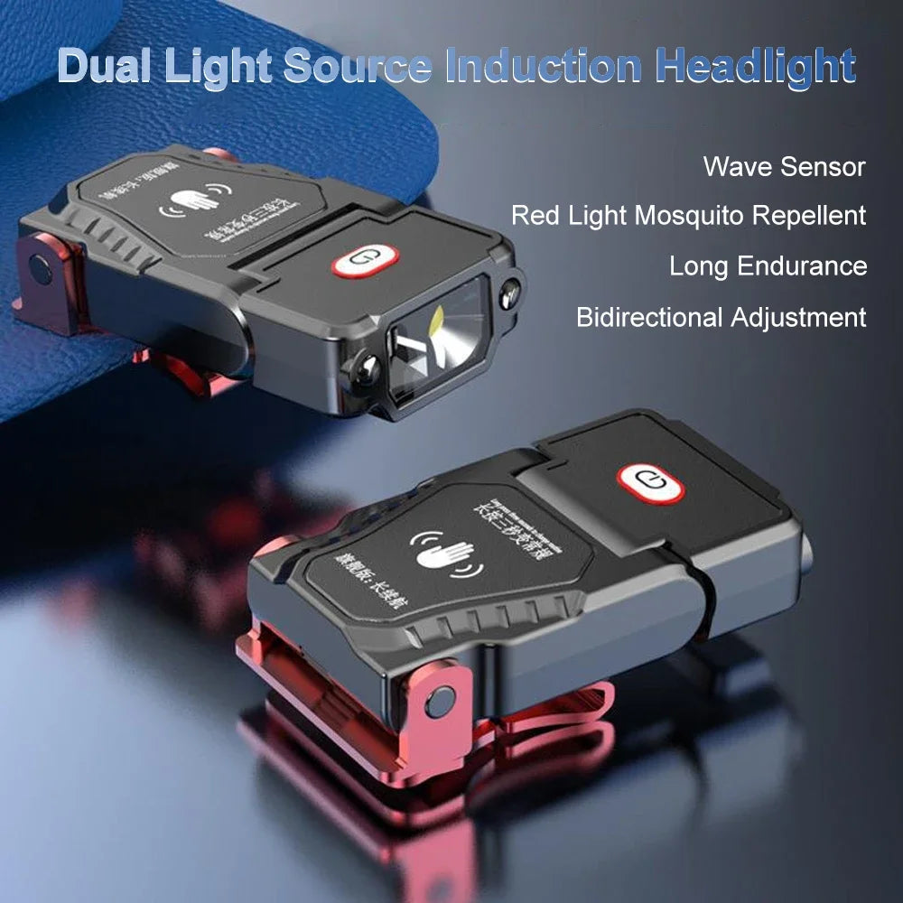 Faro LED con Clip para Sombrero Sensor Inteligente Recargable