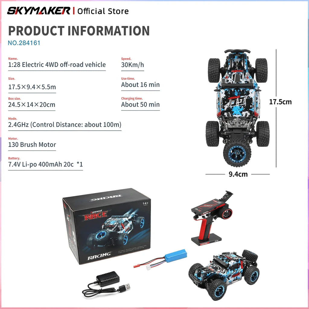 WLtoys RC Car 284161 1:28 Racing Mini 2,4G 30 KM/H 4WD coche eléctrico de alta velocidad Control remoto Drift 1/28 juguetes para niños regalos