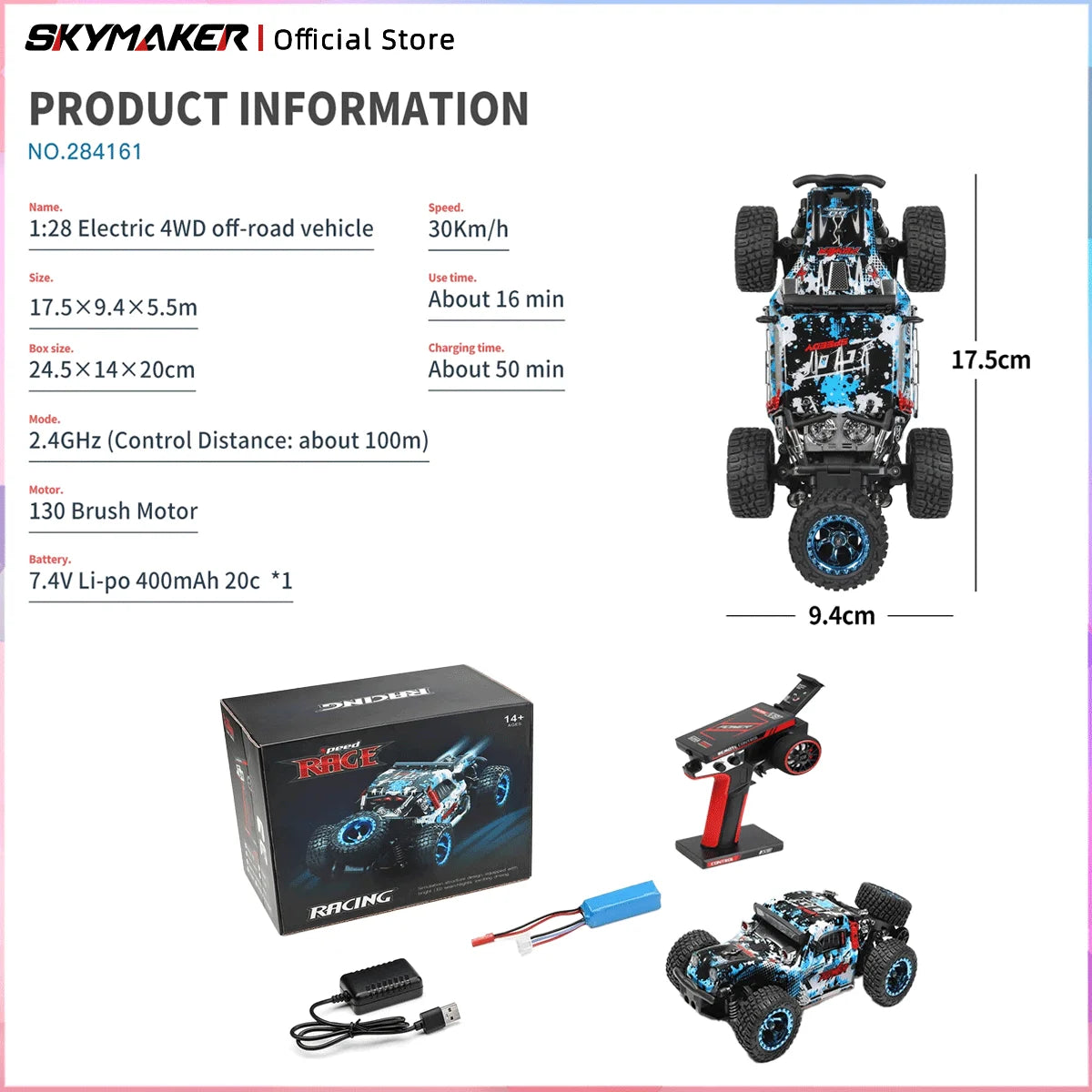 WLtoys RC Car 284161 1:28 Racing Mini 2,4G 30 KM/H 4WD coche eléctrico de alta velocidad Control remoto Drift 1/28 juguetes para niños regalos