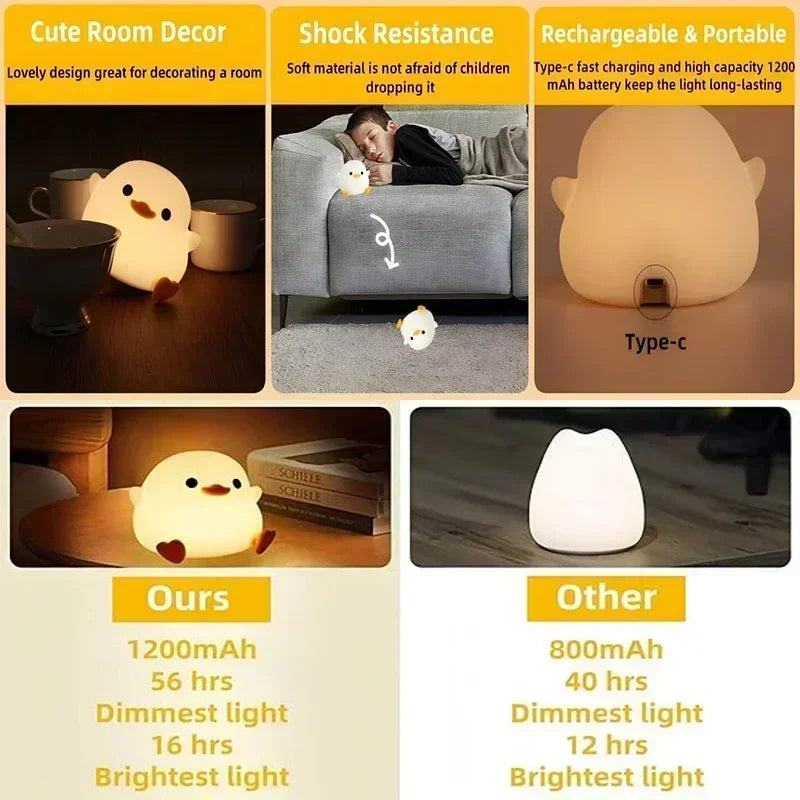 Lámpara Nocturna Do Do Duck de Silicona para Niños