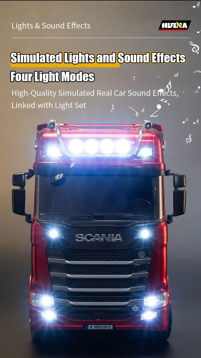 HUINA 1501 2,4G RC camión con luz 1:18 4WD escala completa 19CH Control remoto coche aleación camión pesado remolque modelo juguete para regalo de chico