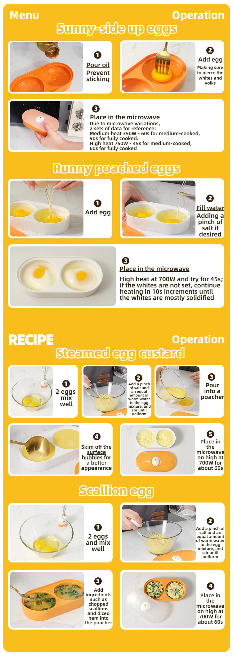 Joie-pulidor de huevos doble para microondas, cazador de huevos, caja de huevos fritos, caja de huevos al vapor para desayuno, herramientas para huevos, herramienta de cocina