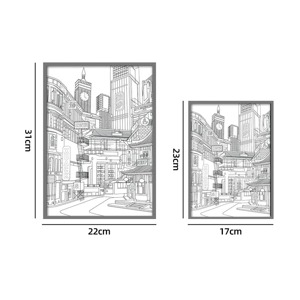 Pintura de luz LED con vista nocturna de ciudad hermosa, imagen HD, bisel estrecho, enchufe USB, atenuación, decoraciones románticas para el hogar, lámpara de noche