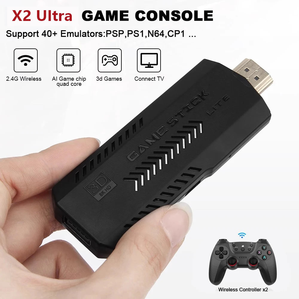 Consola de Juegos Portátil X2 Ultra Pro Retro con 64GB/128GB, Video 4K, Control Inalámbrico, Compatible con Formatos de Juego FC y GBC