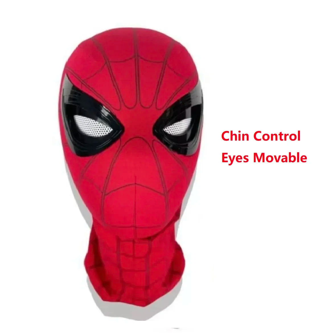 Máscara de Spiderman con ojos de Control remoto móvil, máscara de Spiderman Peter Parker, máscara de disfraz de Halloween, Material de tela de LICRA