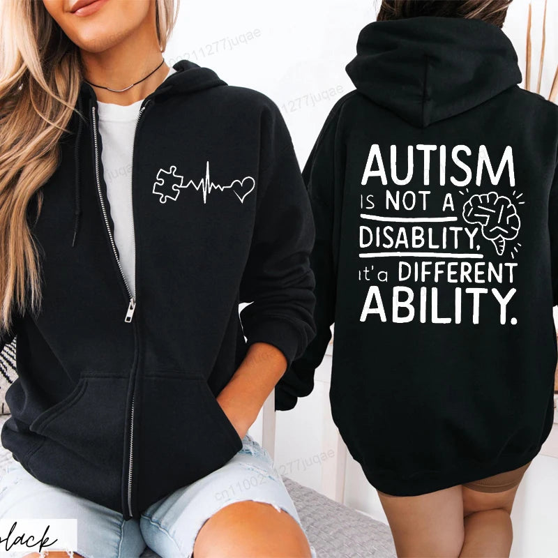 Buzo con Capucha Unisex Autismo | Cremallera Completa