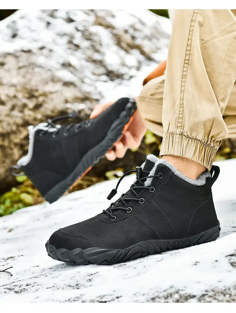 Botas de senderismo forradas de felpa para hombre, antideslizantes de invierno
