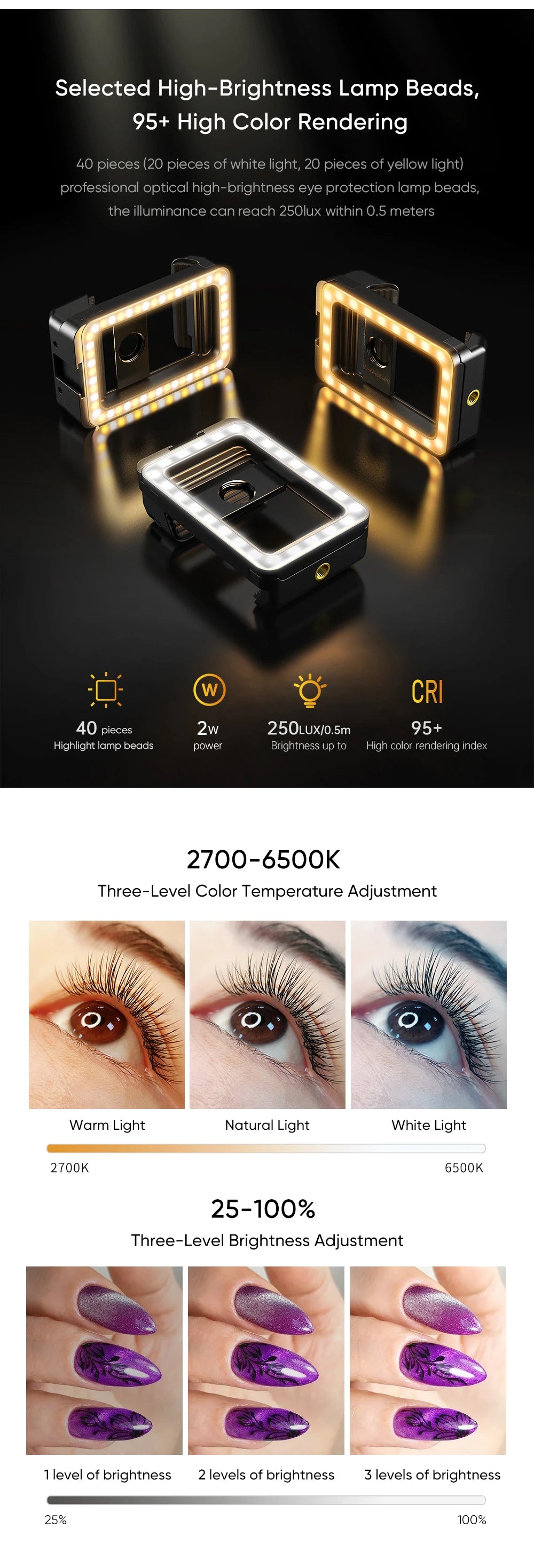 Lente Macro 4K HD 100mm APEXEL con Luz LED para Smartphone