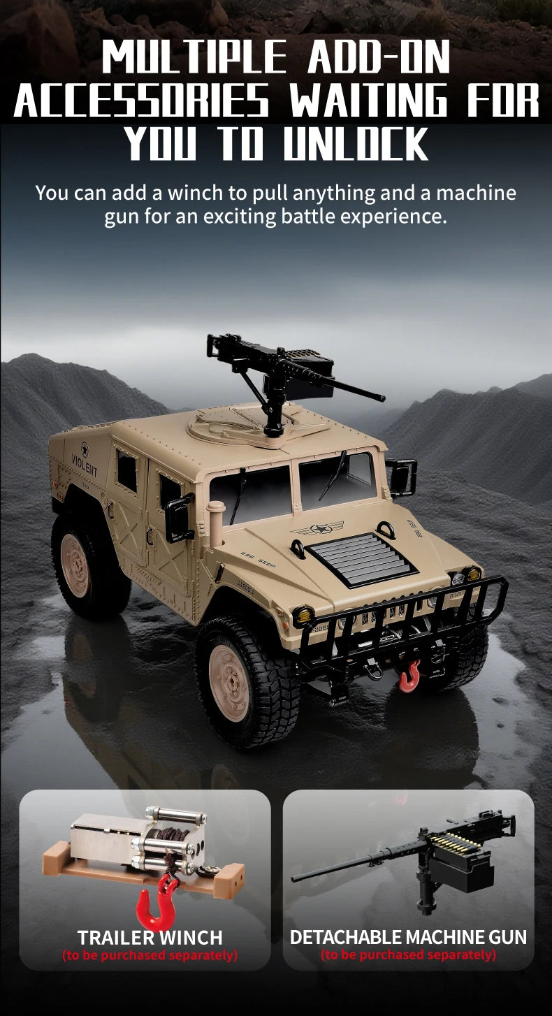 Coche RC Militar C8835, 2.4G 4WD 1:14, Vehículo de Escalada Todoterreno