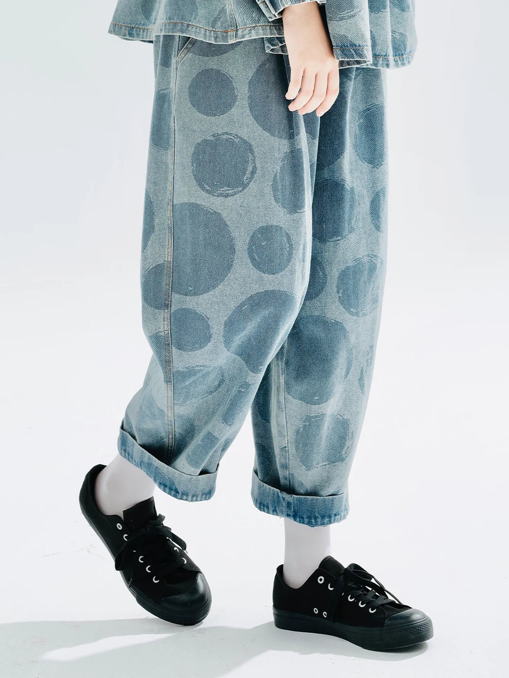 Pantalones Vaqueros de Algodón Holgados con Estampado
