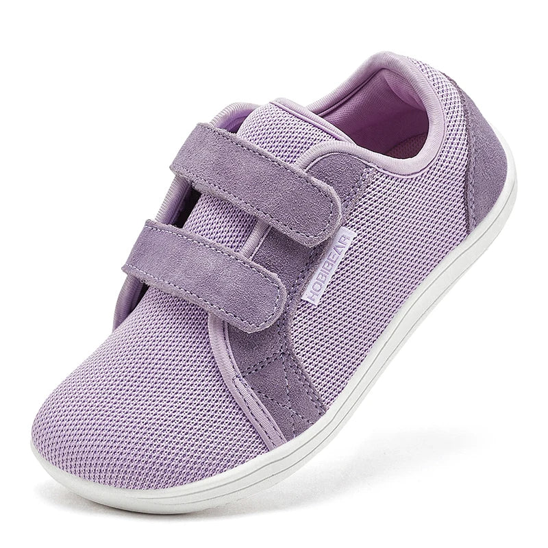 HOBIBEAR Zapatillas Descalzas para Niños Velcro Punta Ancha Malla