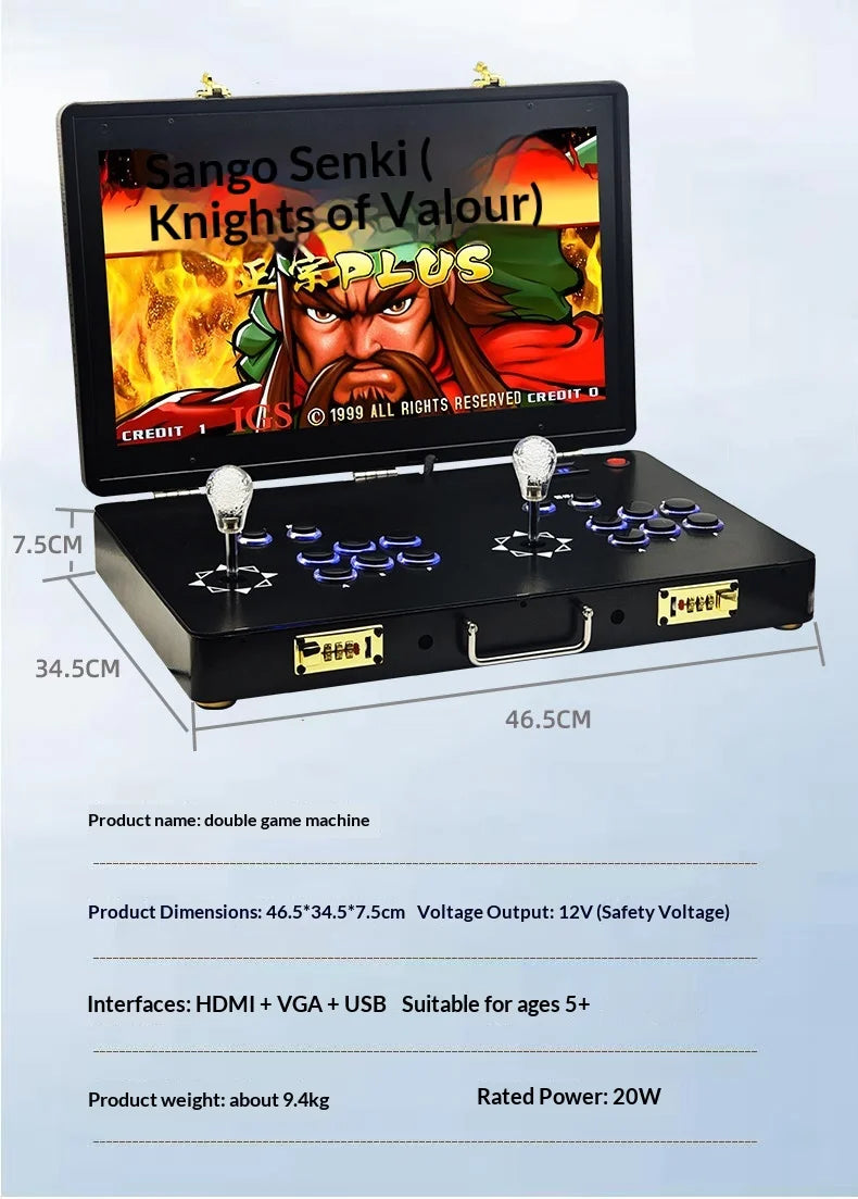 Máquina de Juegos Arcade con Doble Joystick, Portátil, Pantalla HD Integrada, Modelo 2026, para Uso Doméstico, Conexión a TV, Juego de Lucha Clásico Retro