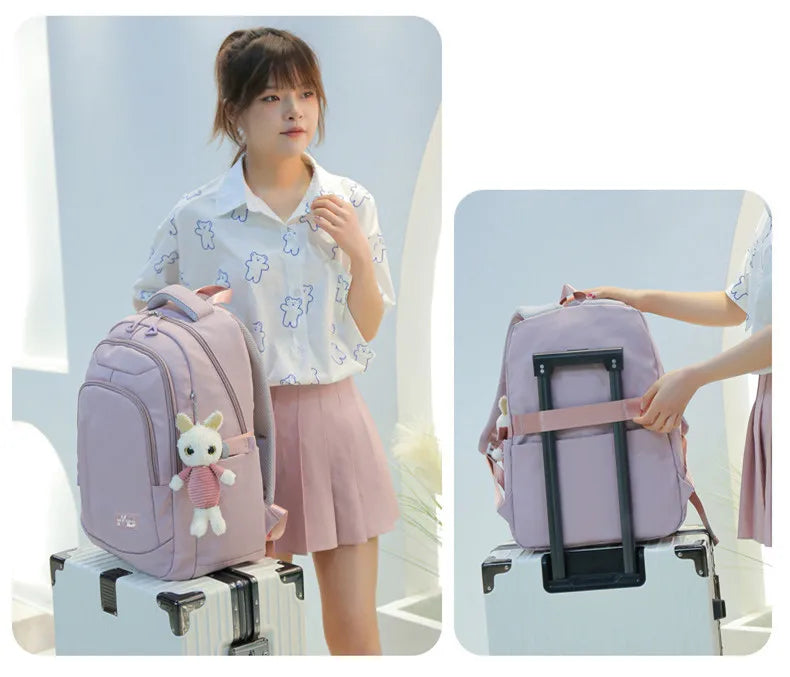 Mochila Escolar Rosa para Niñas y Adolescentes