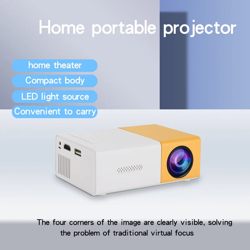 El mini proyector HD portátil YG300 es adecuado para proyectores domésticos, exteriores y portátiles, compatible con enlaces USB, HDMI y tarjetas SD